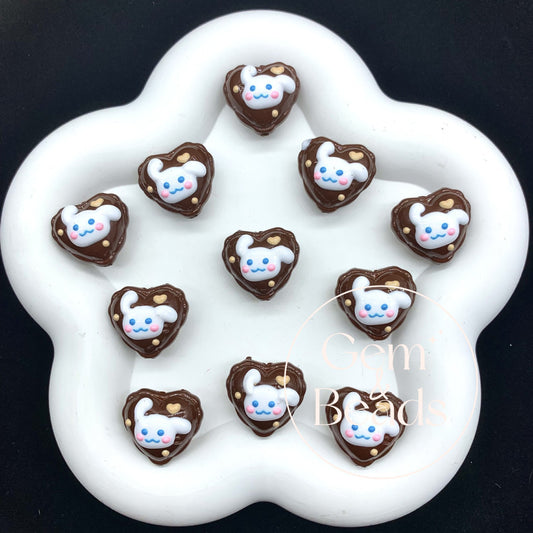 Cinna Heart Painted Beads (5pcs)