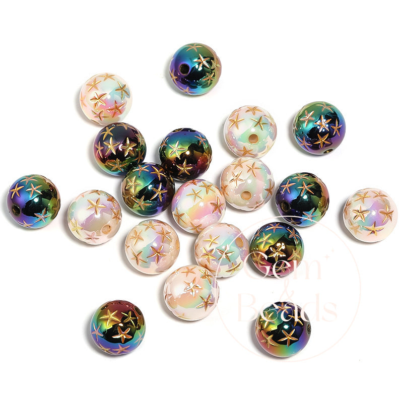 Mabé Star Acrylic Beads with Gold Detailing (100pcs)