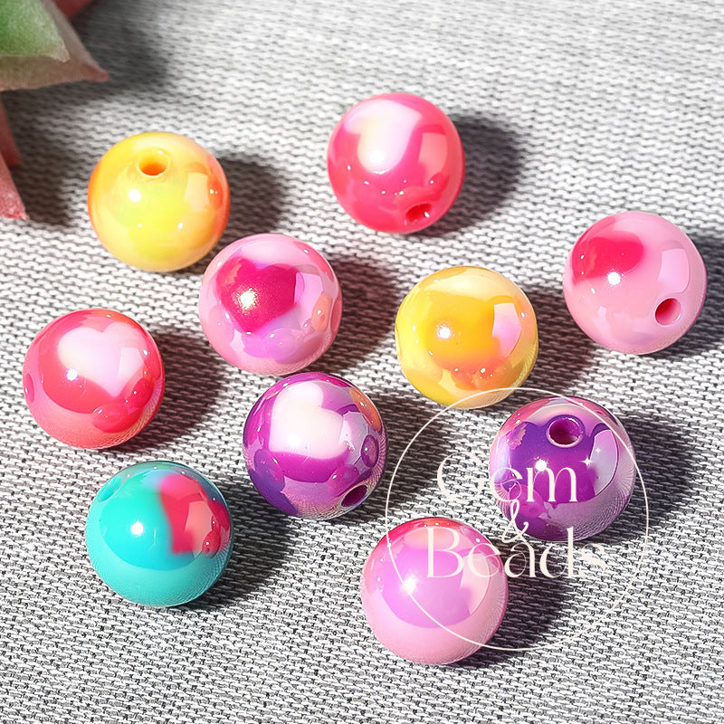 Dreamy Rainbow Heart Print Arcylic Beads (100pcs)