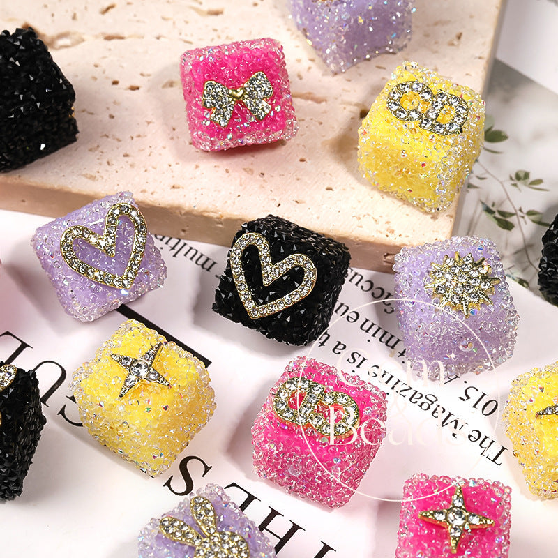 Sweetheart Sugar Rhinestone Cube Beads (5 counts)