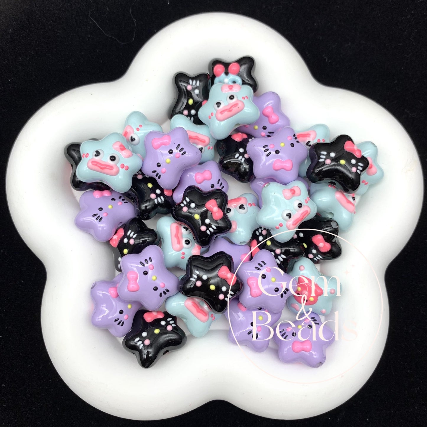 Hello Kitty Ugly Fish Hand Painted Beads (5pcs)