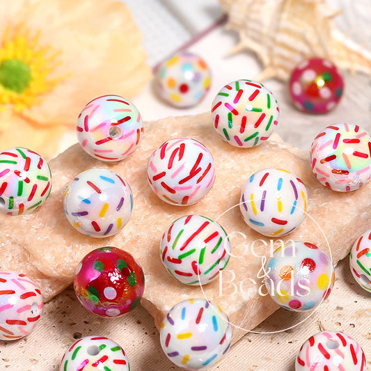 Festive Ribbon Print Acrylic Beads  (100pcs)