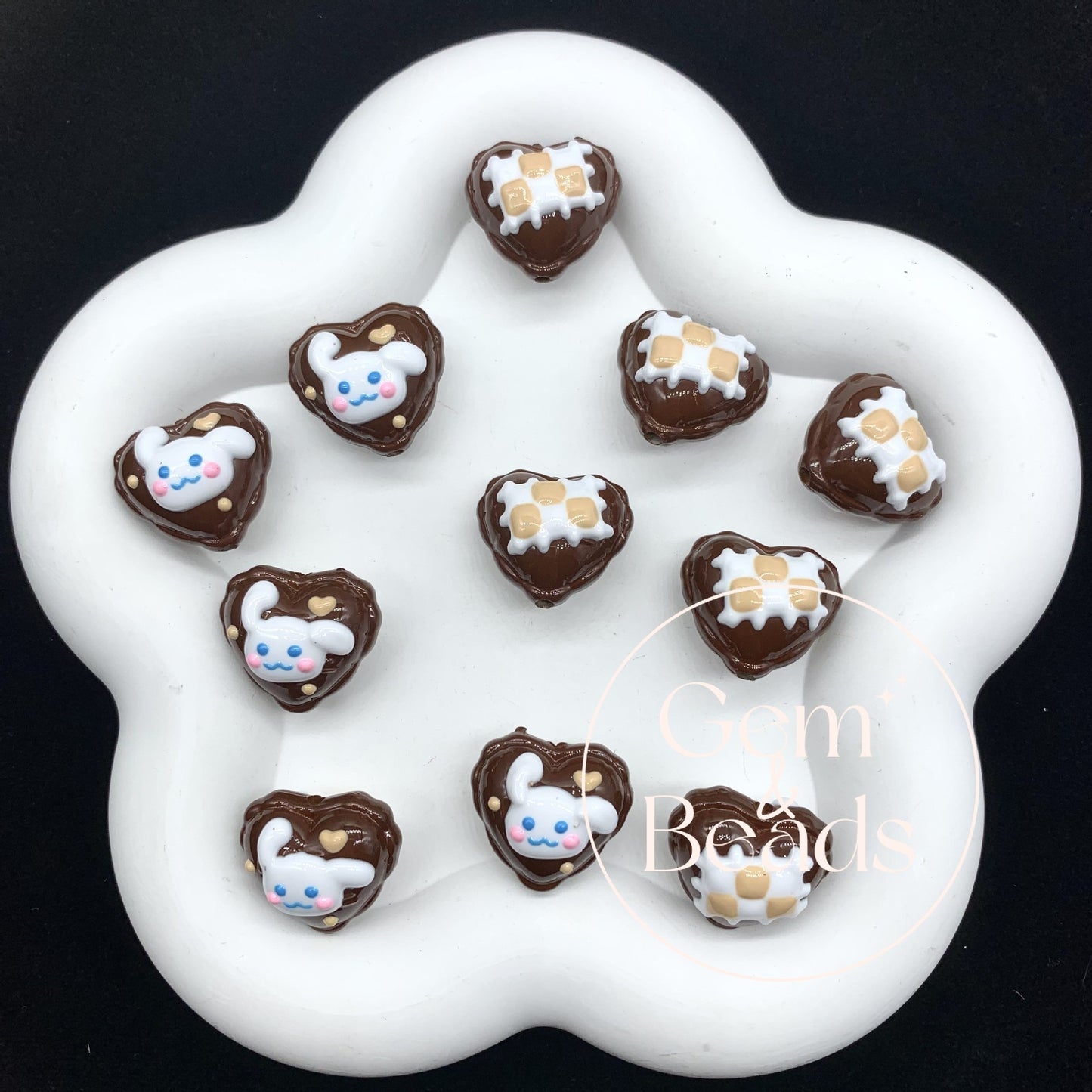 Cinna Heart Painted Beads (5pcs)