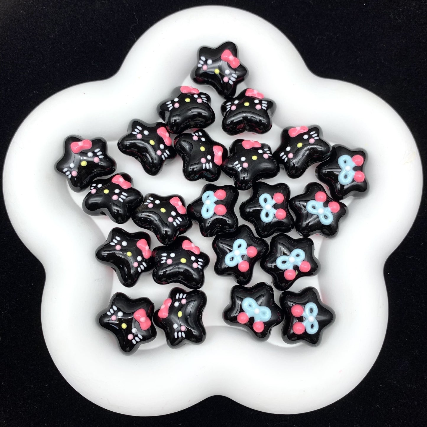 Hello Kitty Ugly Fish Hand Painted Beads (5pcs)