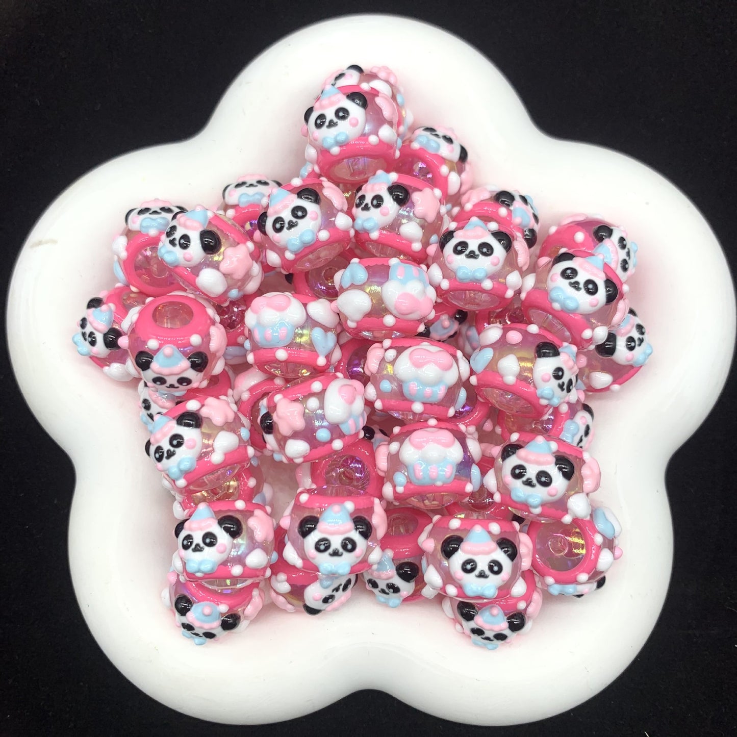 Transparent HK Summer Hand Painted Beads (5pcs)