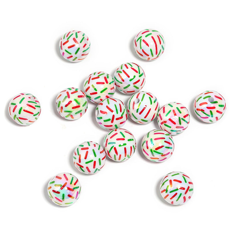 Festive Ribbon Print Acrylic Beads  (100pcs)
