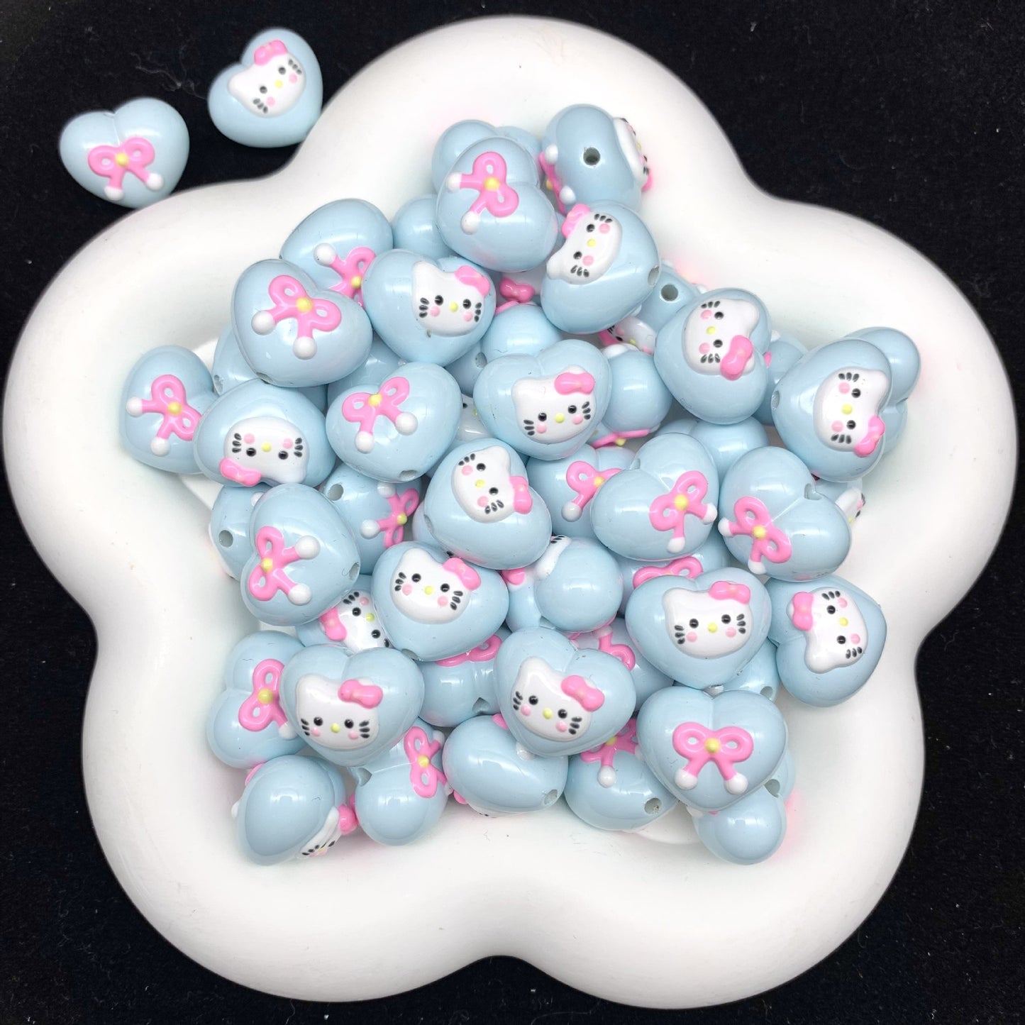 HK Melody Heart Painted Arcylic Beads (5pcs)