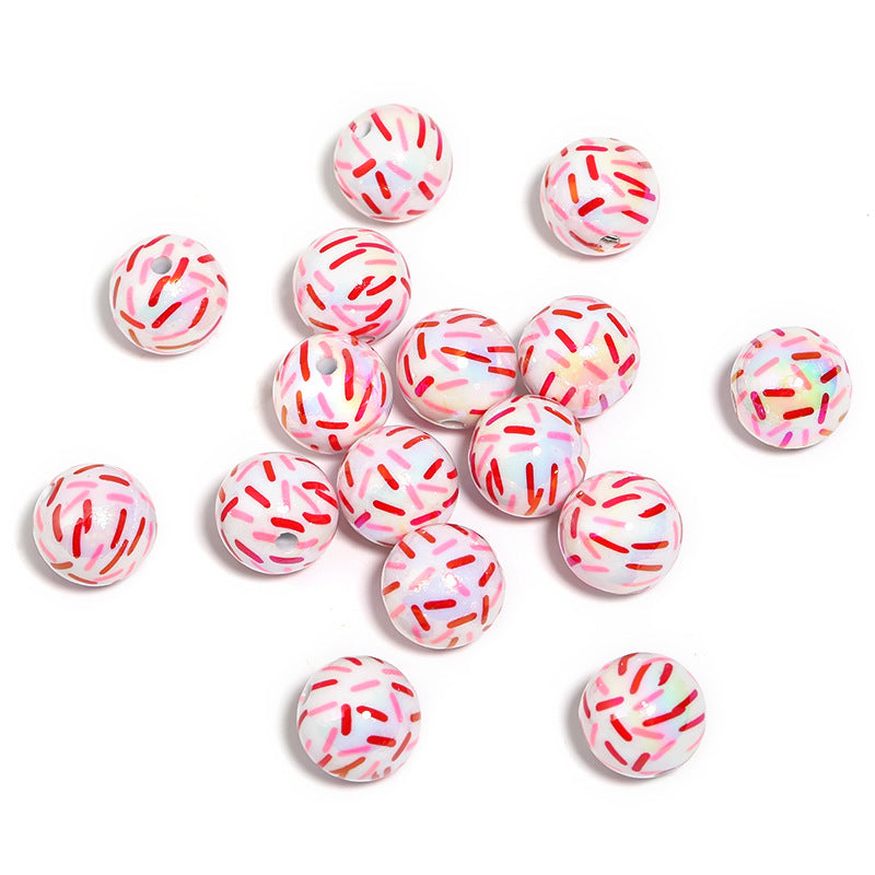 Festive Ribbon Print Acrylic Beads  (100pcs)