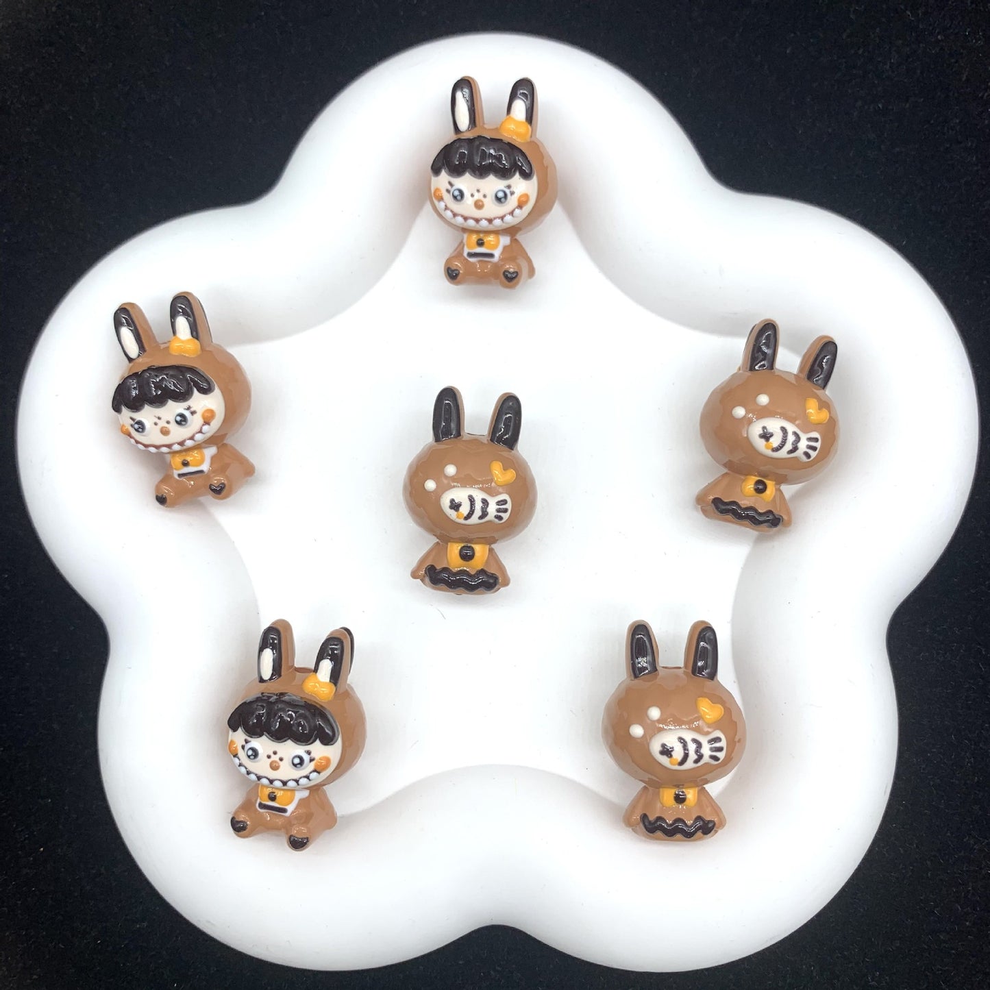 Caramel Bubu Hand Painted Beads 1pc