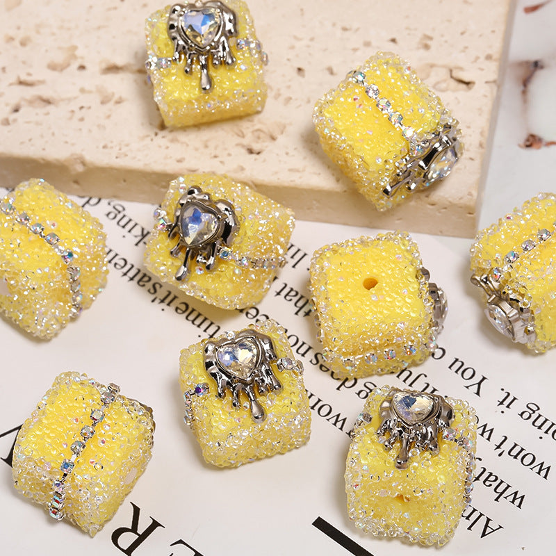 Punk Sugar Chains Rhinestone Cube Beads (5 counts)