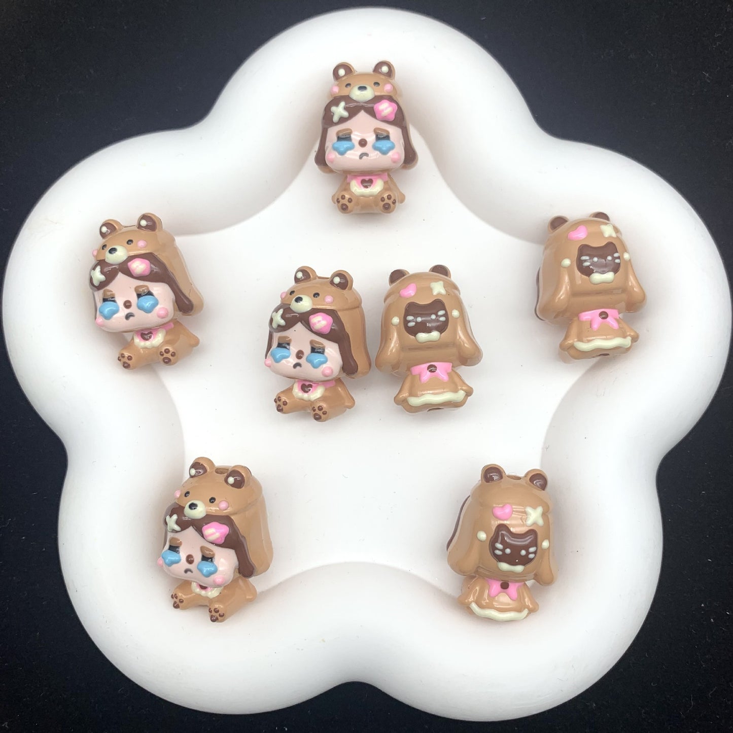 Caramel Cry Baby Hand Painted Beads (1pc)