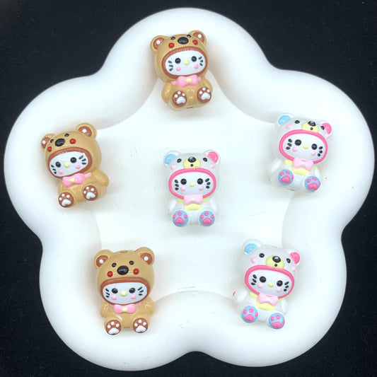 Adorable Kitty Hand Painted Beads 1pc