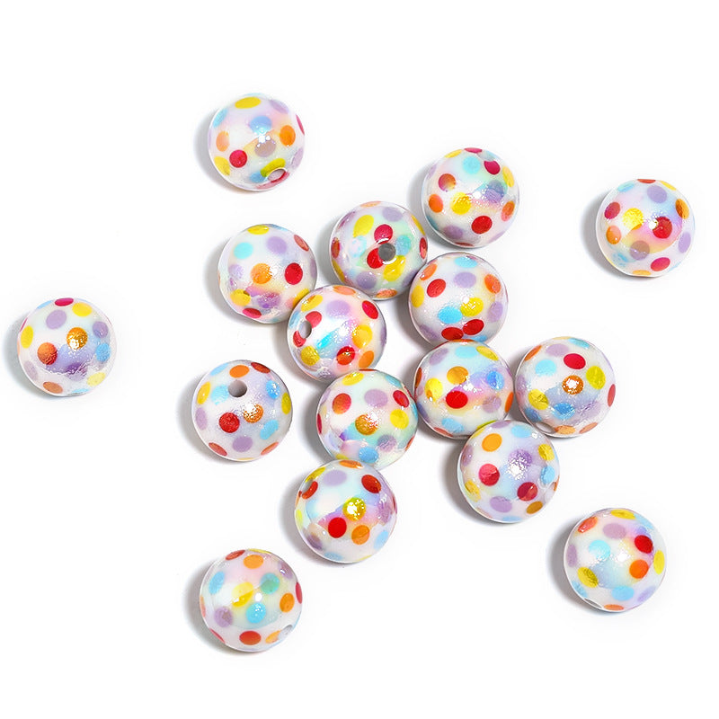 Festive Ribbon Print Acrylic Beads  (100pcs)