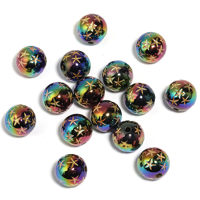 Mabé Star Acrylic Beads with Gold Detailing (100pcs)