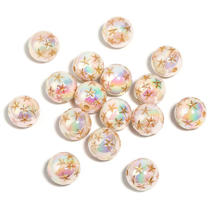 Mabé Star Acrylic Beads with Gold Detailing (100pcs)