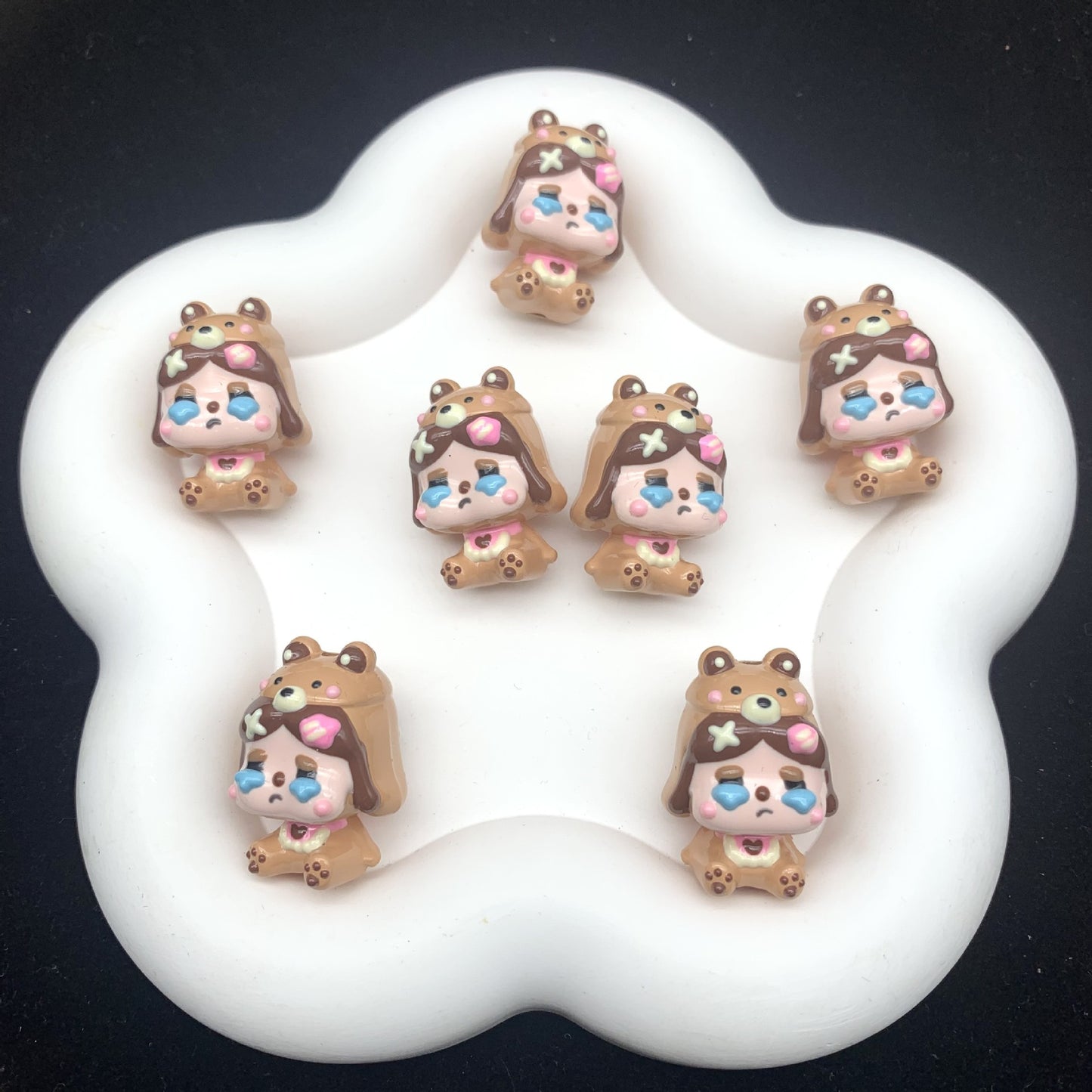 Caramel Cry Baby Hand Painted Beads (1pc)