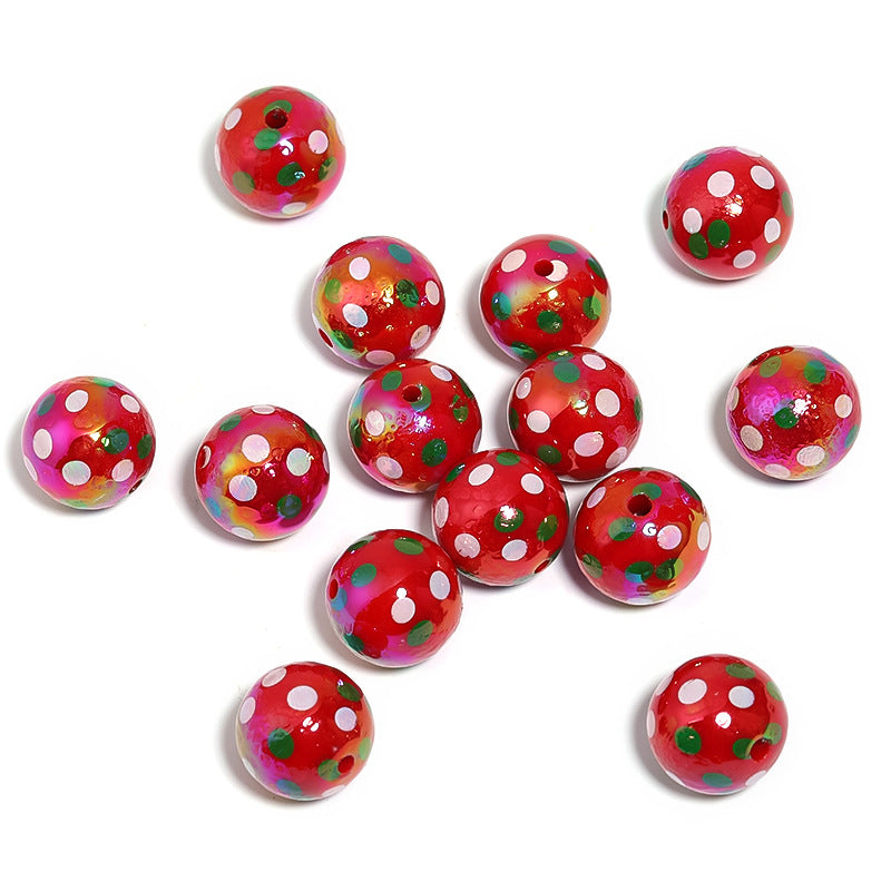 Festive Ribbon Print Acrylic Beads  (100pcs)