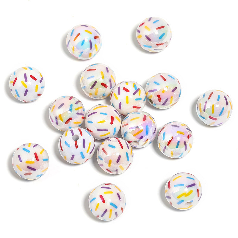 Festive Ribbon Print Acrylic Beads  (100pcs)