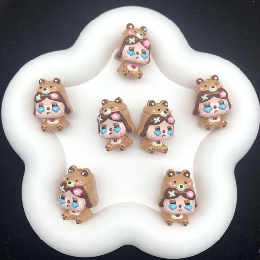 Caramel Cry Baby Hand Painted Beads (1pc)