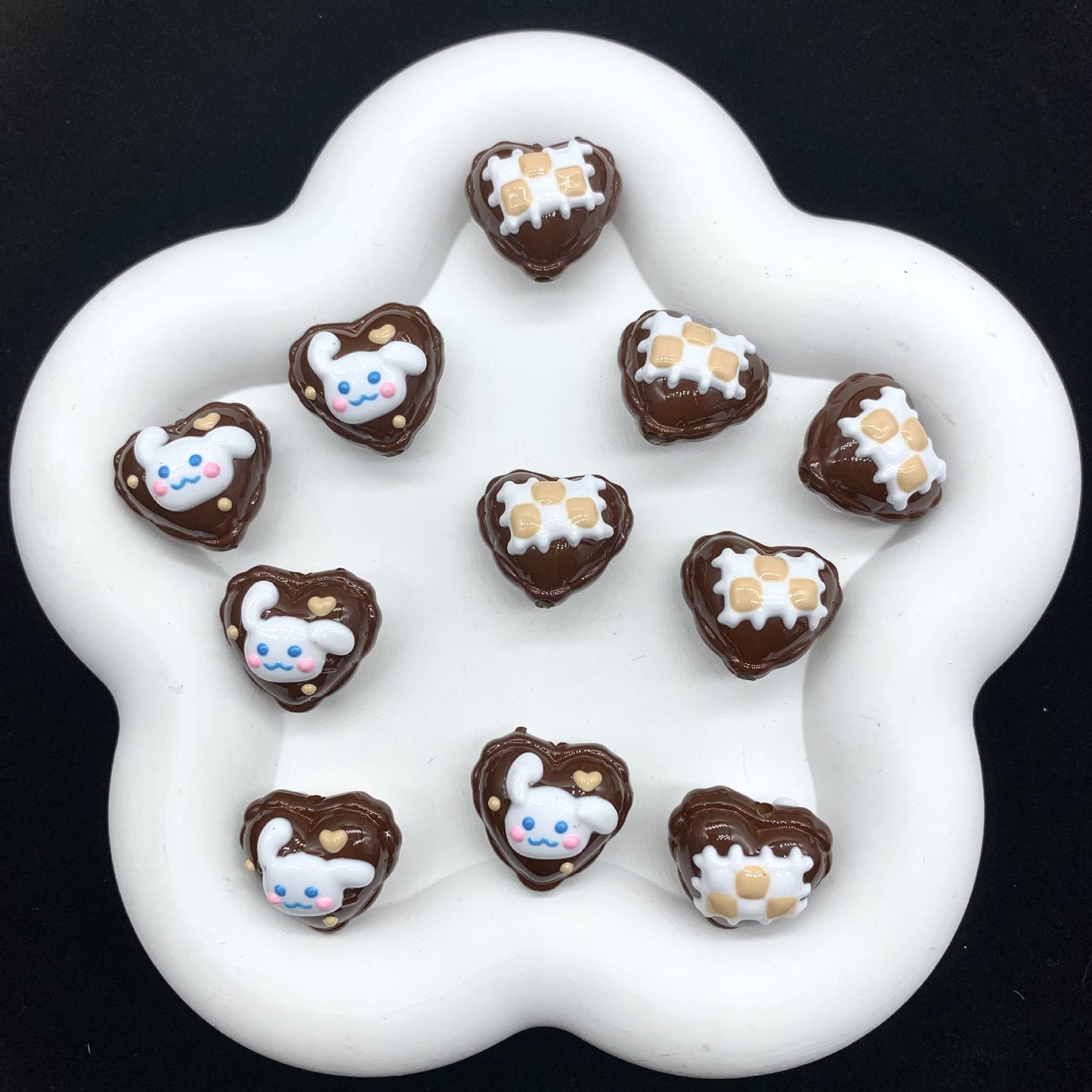 Cinna Heart Painted Beads (5pcs)