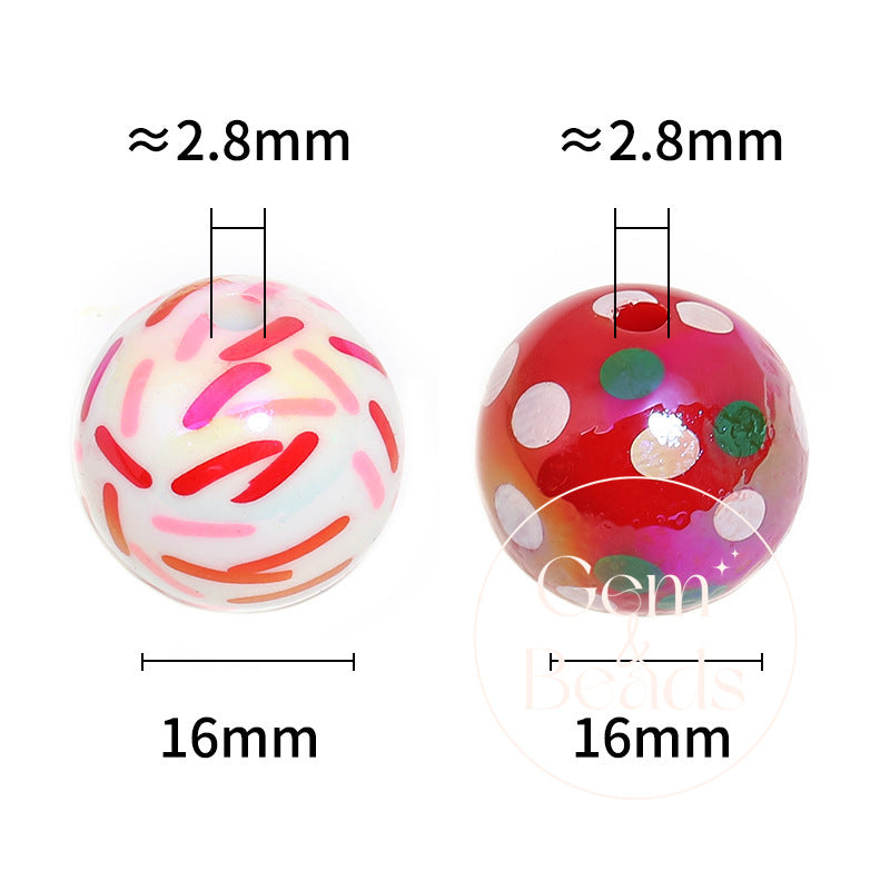 Festive Ribbon Print Acrylic Beads  (100pcs)