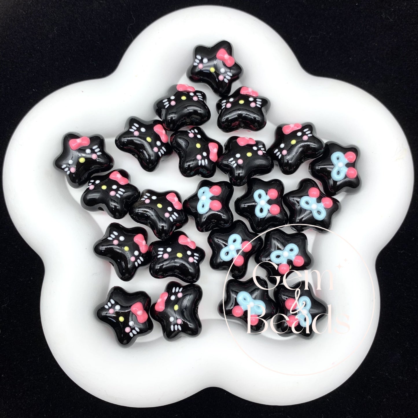 Hello Kitty Ugly Fish Hand Painted Beads (5pcs)