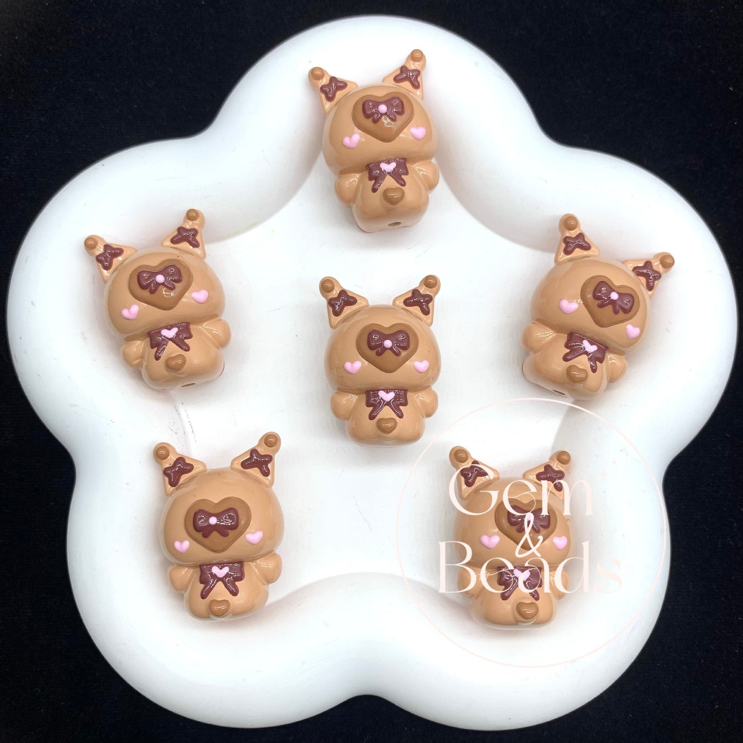 Caramel Kuromi Hand Painted Bead (1pc)