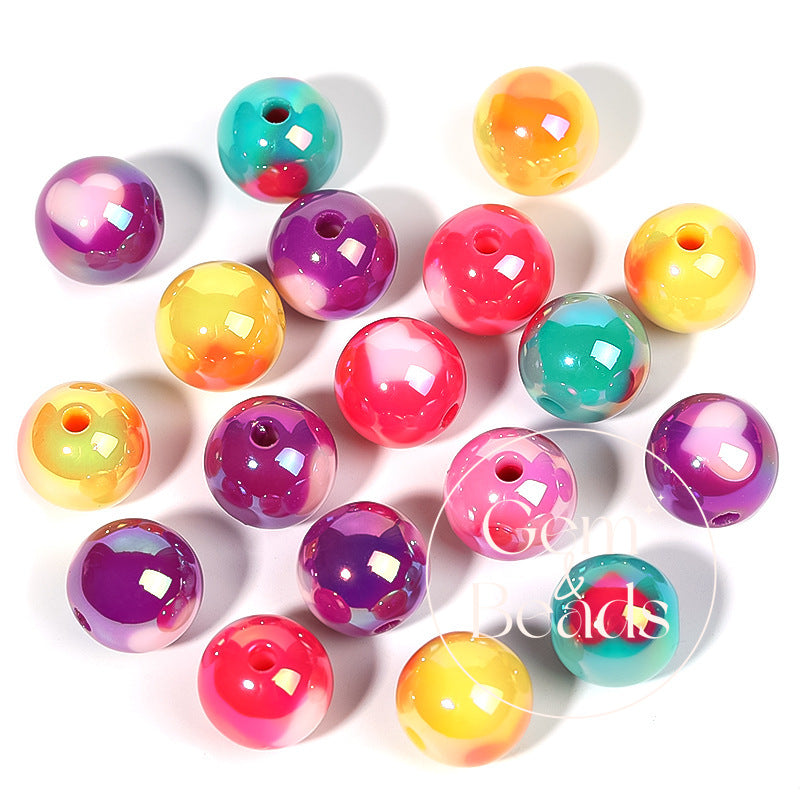 Dreamy Rainbow Heart Print Arcylic Beads (100pcs)