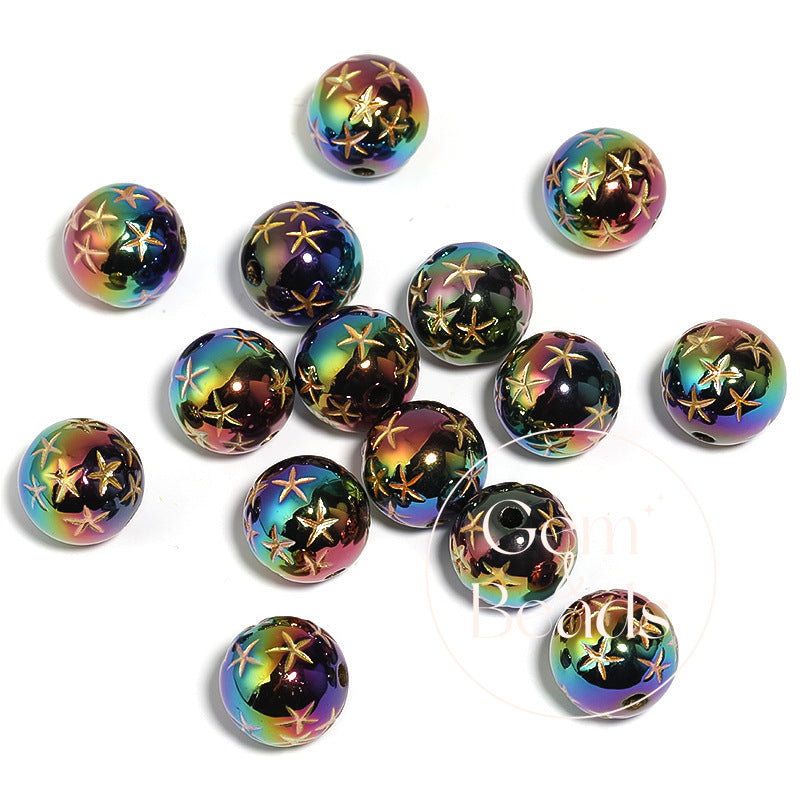 Mabé Star Acrylic Beads with Gold Detailing (100pcs)