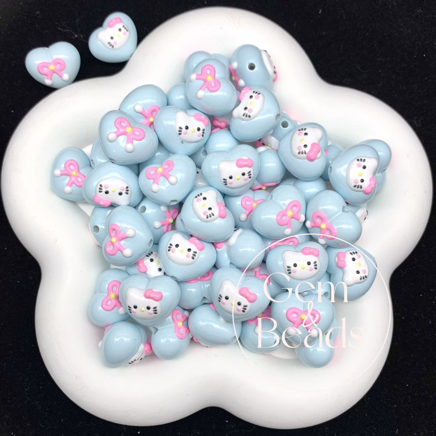 HK Melody Heart Painted Arcylic Beads (5pcs)