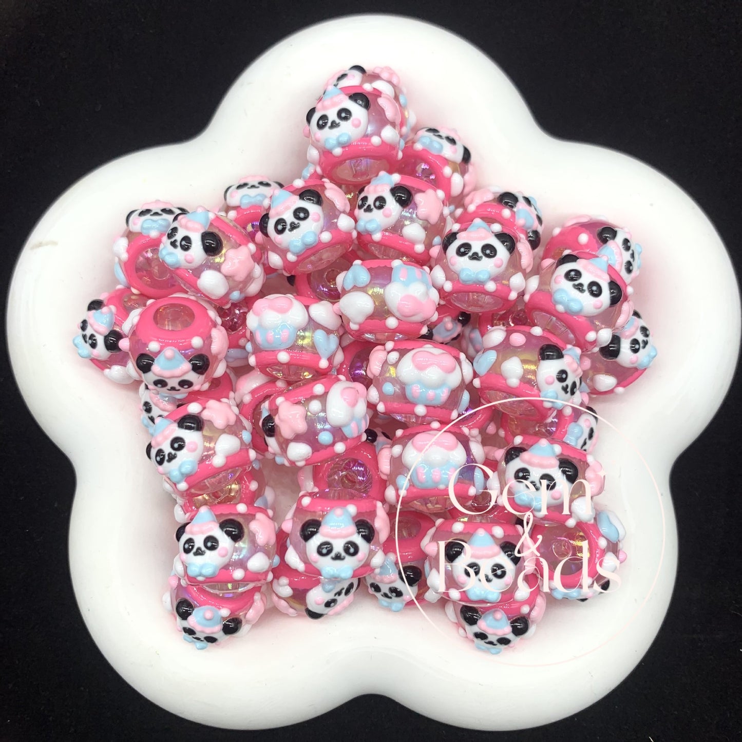 Transparent HK Summer Hand Painted Beads (5pcs)