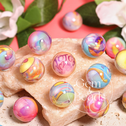 Valentine Graffiti Print Acrylic Beads  (100pcs)