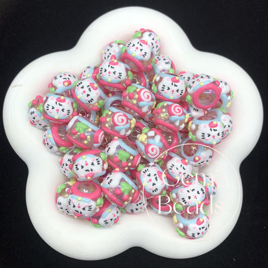 Transparent HK Summer Hand Painted Beads (5pcs)