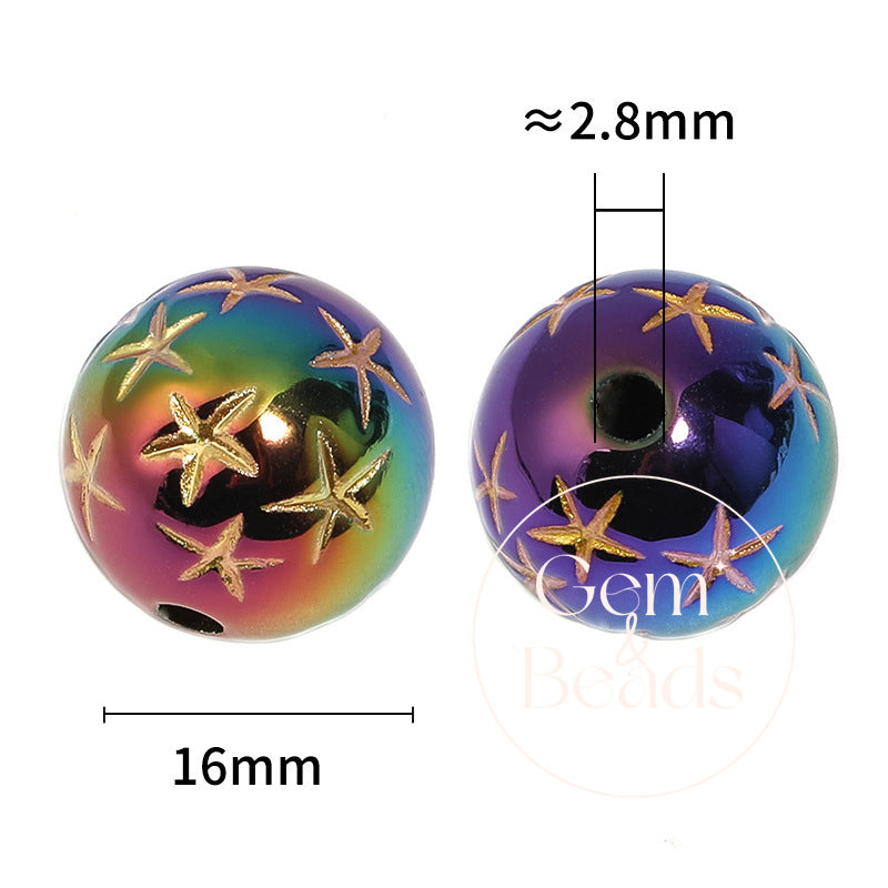 Mabé Star Acrylic Beads with Gold Detailing (100pcs)