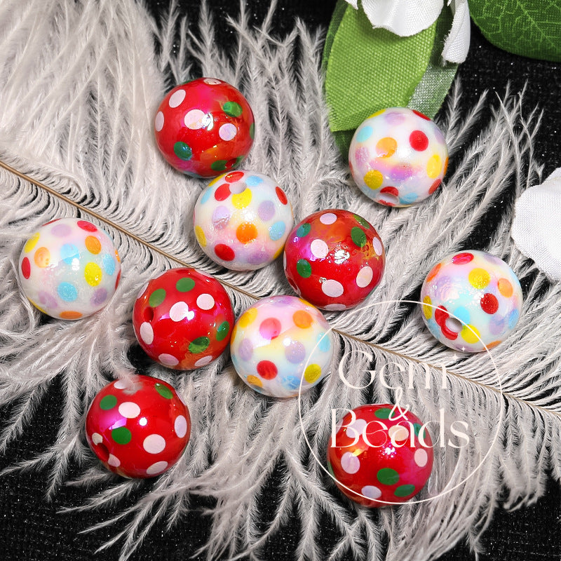 Festive Ribbon Print Acrylic Beads  (100pcs)