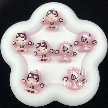 Red beans SP Hand Painted Beads (1pc)