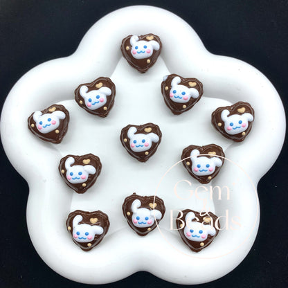 Cinna Heart Painted Beads (5pcs)