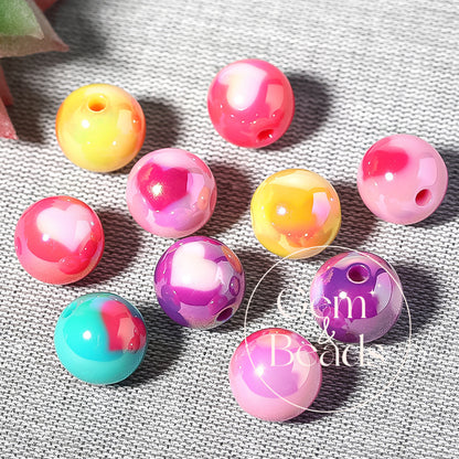 Dreamy Rainbow Heart Print Arcylic Beads (100pcs)