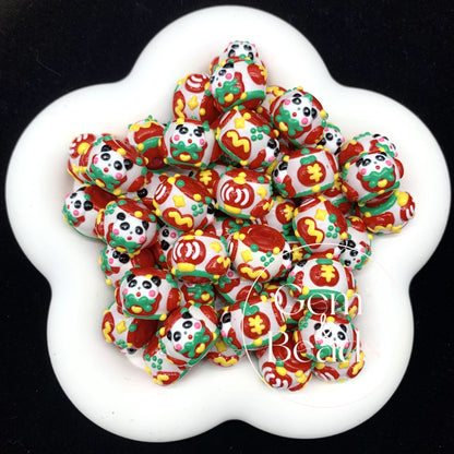 Panda Pingu Painted Beads (5pcs)