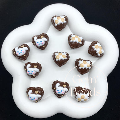 Cinna Heart Painted Beads (5pcs)