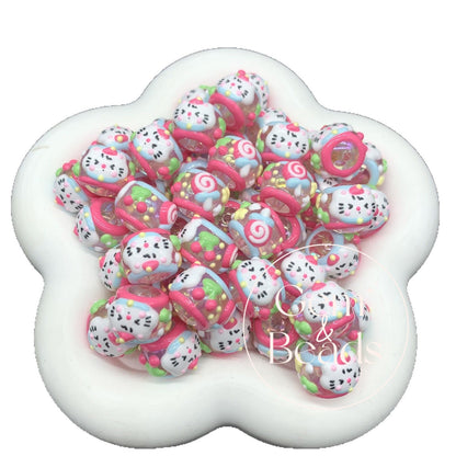 Transparent HK Summer Hand Painted Beads (5pcs)