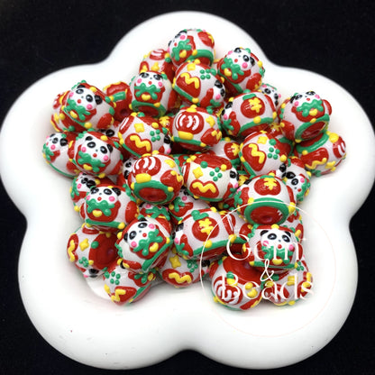 Panda Pingu Painted Beads (5pcs)
