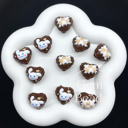 Cinna Heart Painted Beads (5pcs)