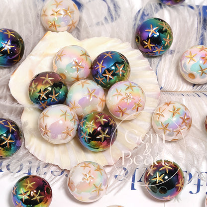 Mabé Star Acrylic Beads with Gold Detailing (100pcs)
