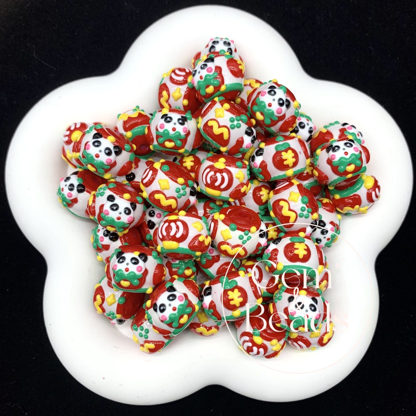 Panda Pingu Painted Beads (5pcs)