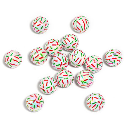 Festive Ribbon Print Acrylic Beads  (100pcs)