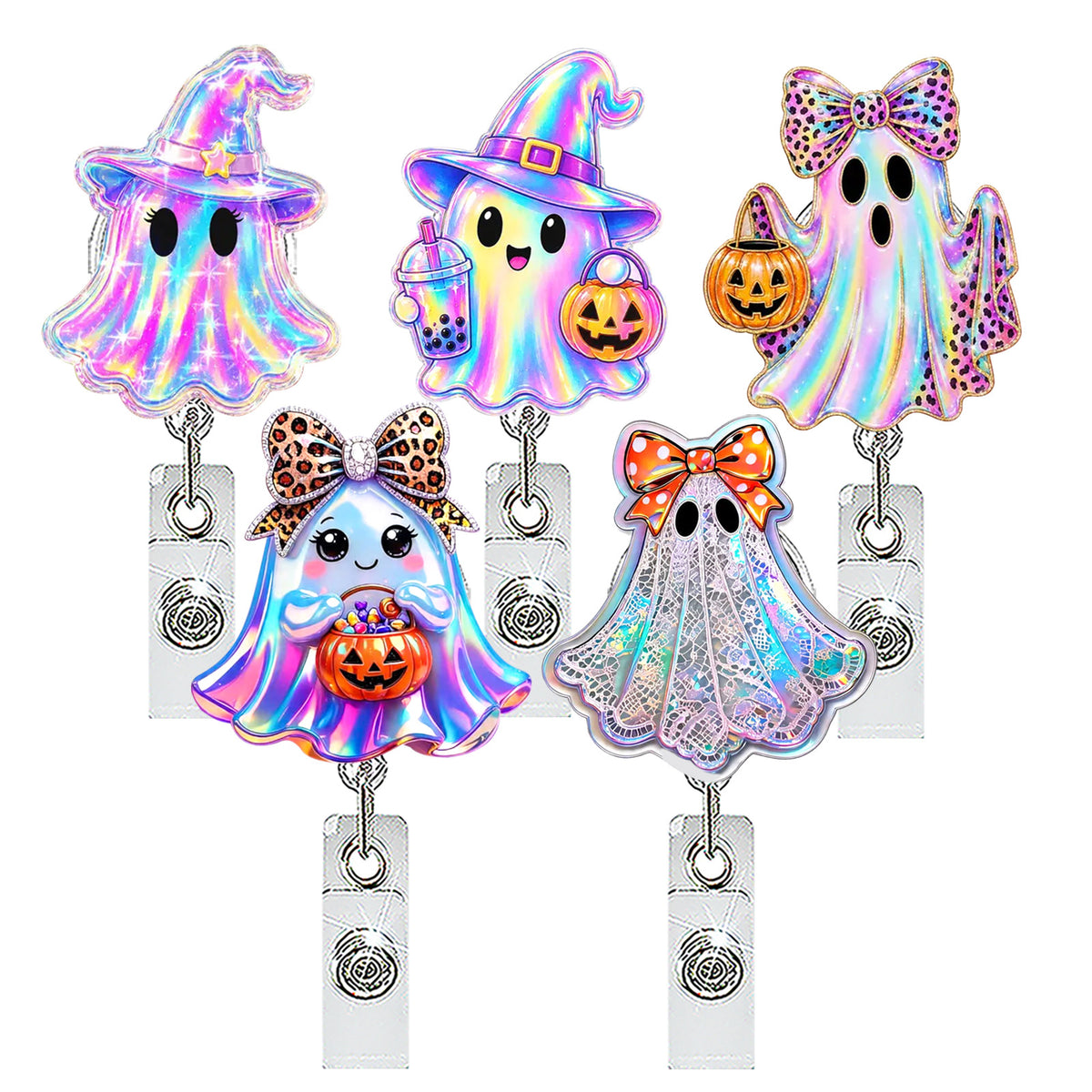 Halloween Ghost Nurse Badge Holder