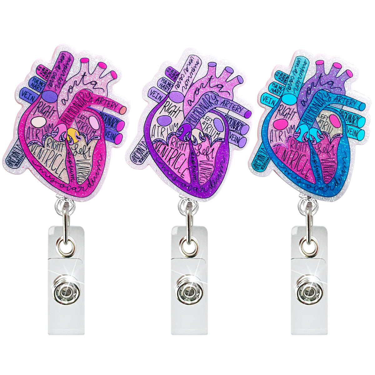Glitter Heart Nurse Badge Holder