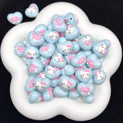 HK Melody Heart Painted Arcylic Beads (5pcs)