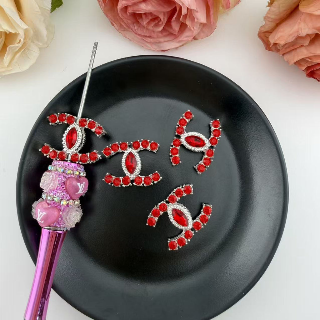 Rhinestone Interlocking C Alloy Topper